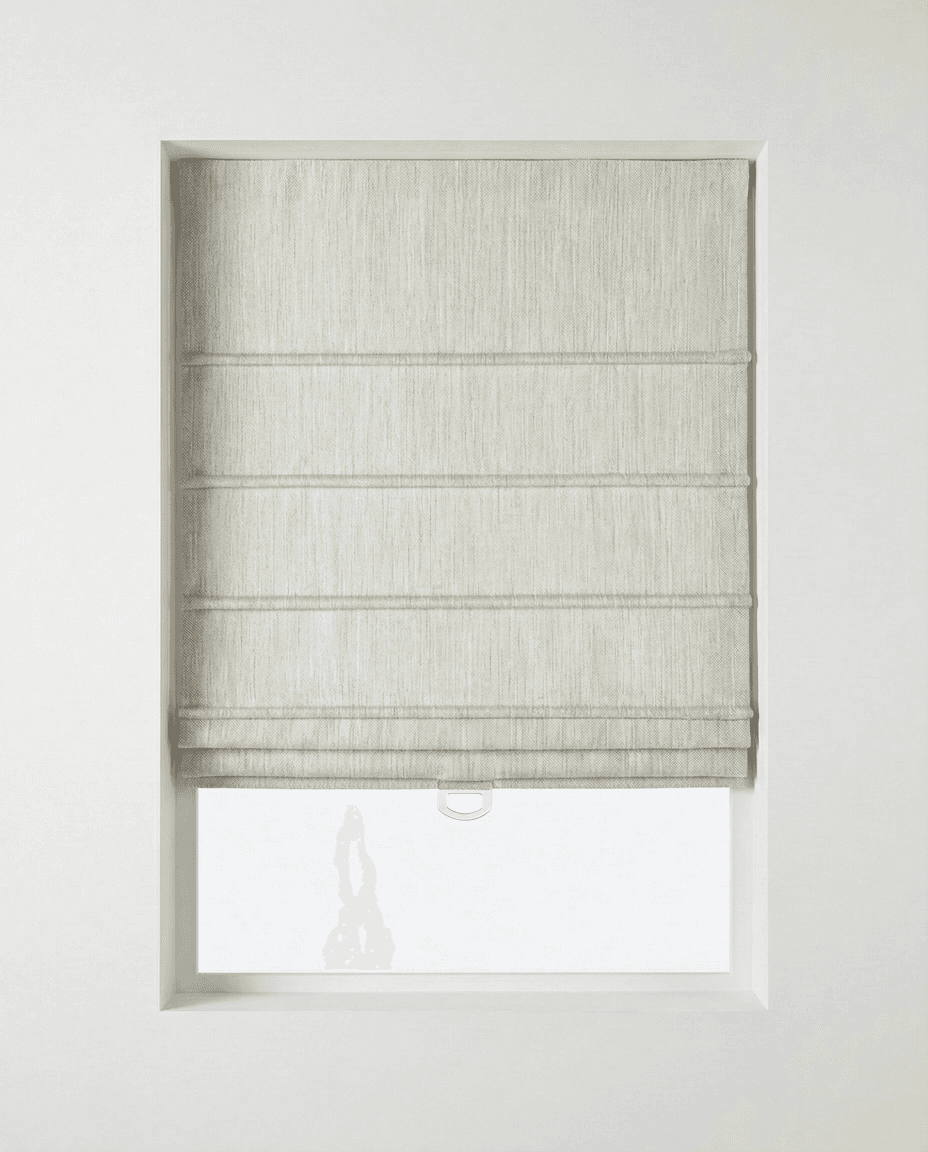Front Ribbed Roman shade — subtle horizontal ribs
