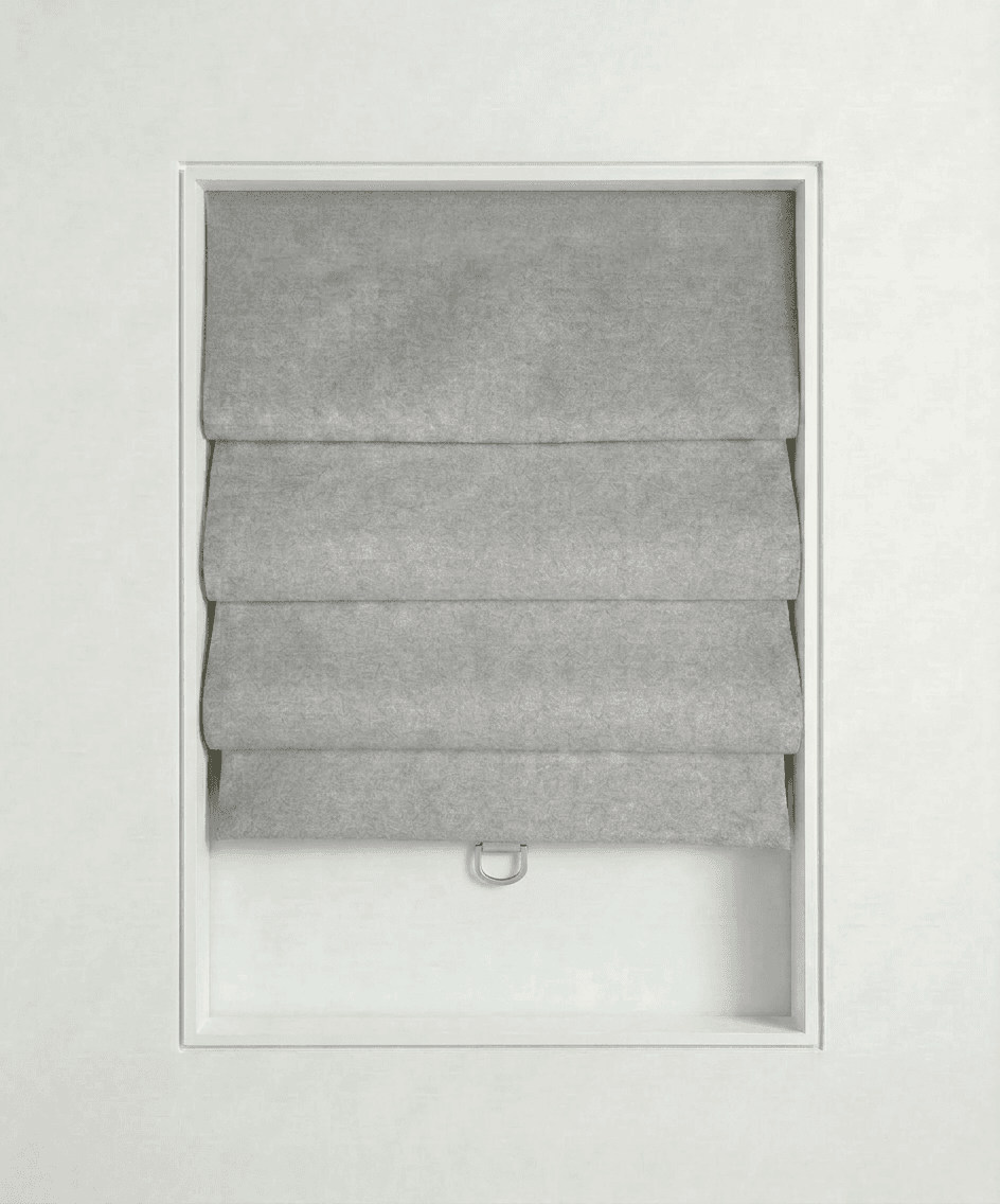 Hobbled Roman shade — soft cascading folds