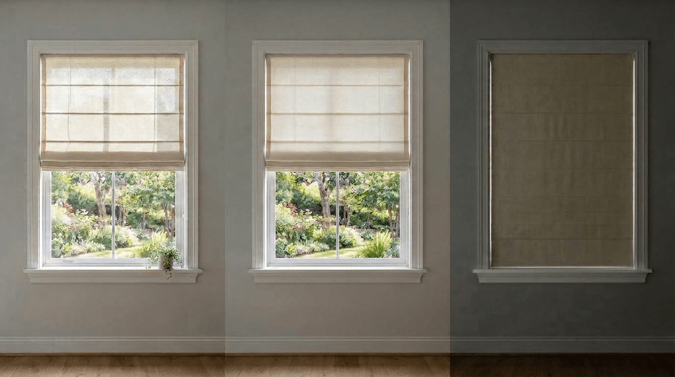 Liner options — sheer, privacy, and blackout layered for comparison