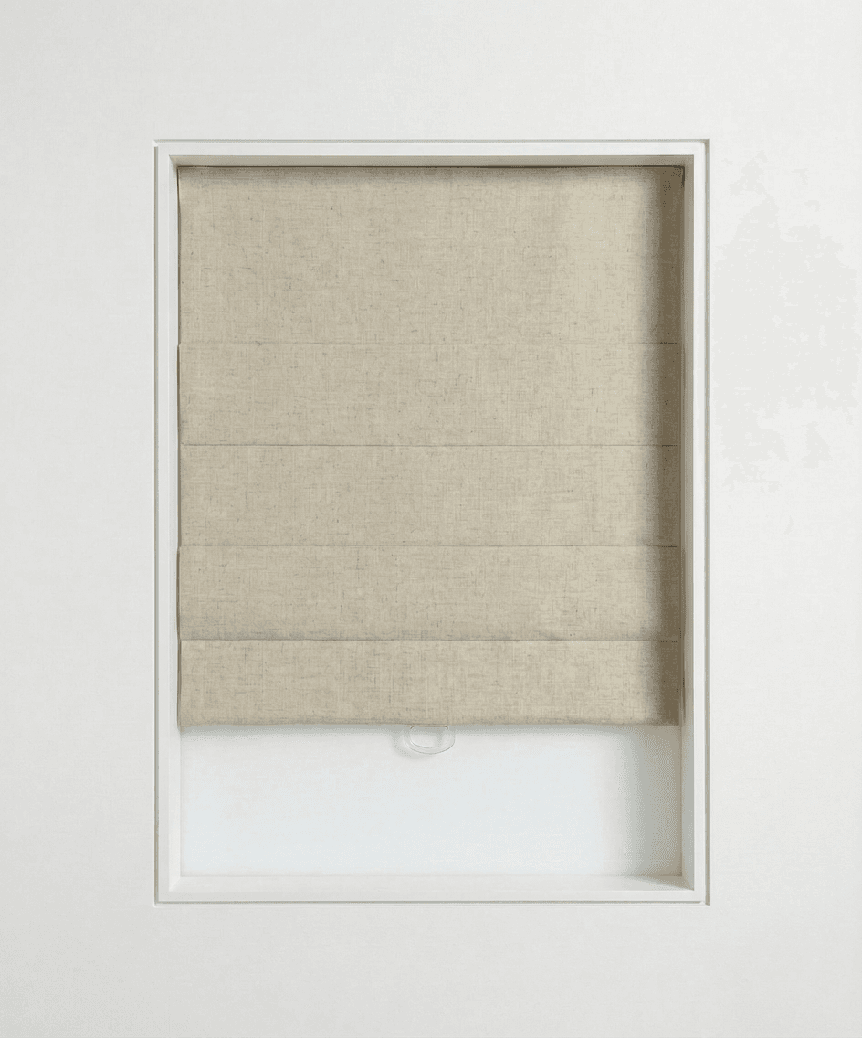 Plain Fold Roman shade — sharp, even knife-pleat folds